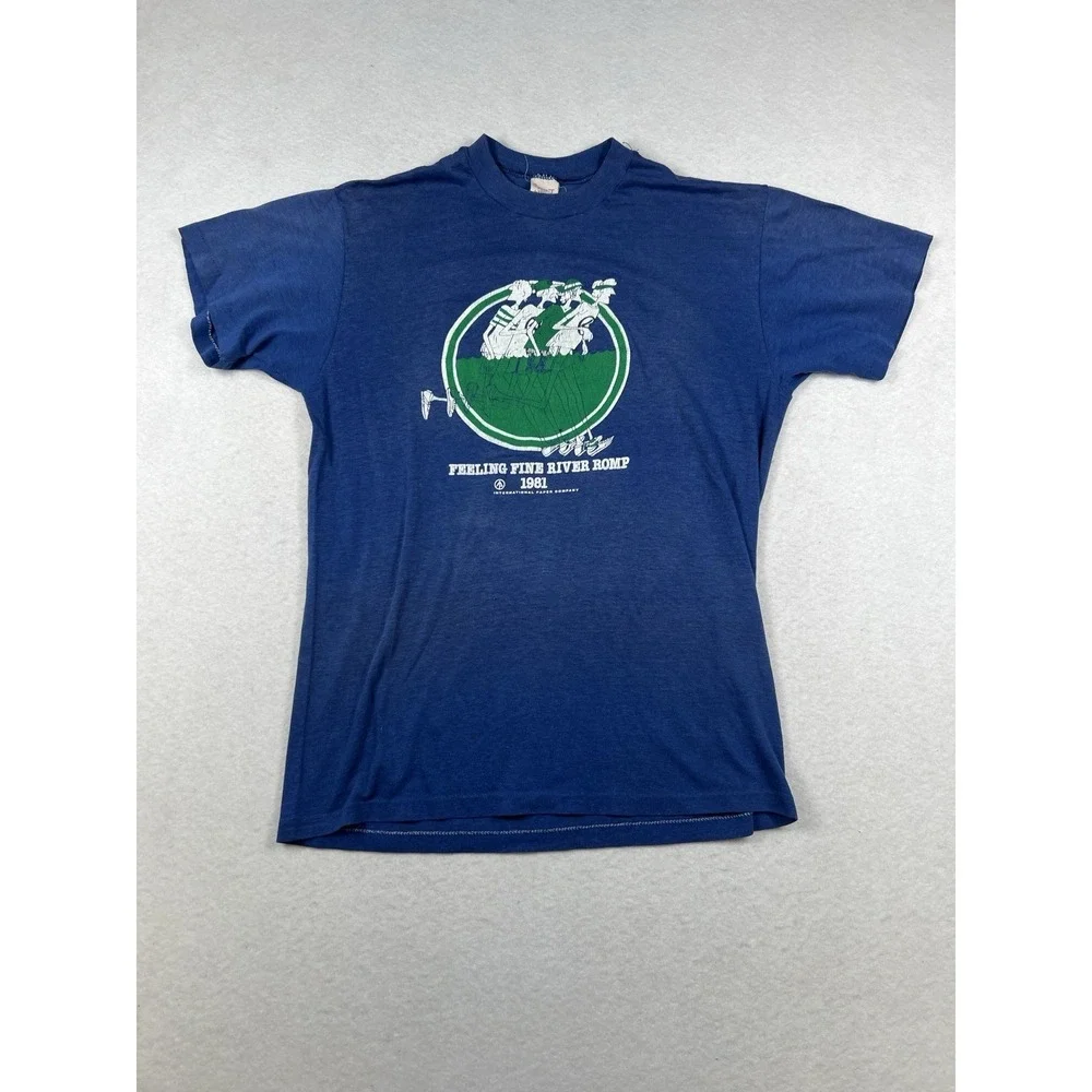 Rare Vintage 1981 Feeling Fine River Romp Marathon Shirt Nike Pre‎ Fontaine Rare
